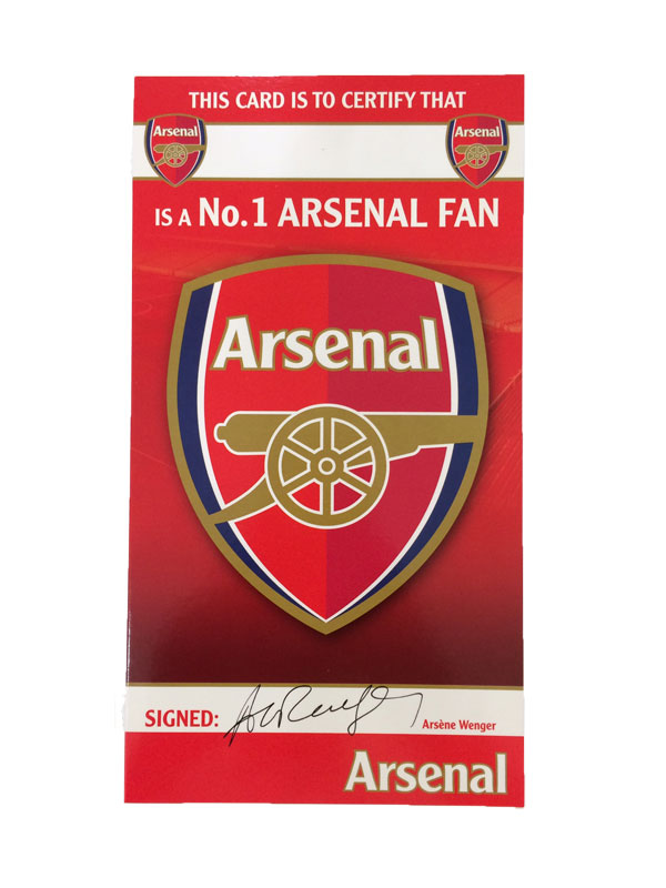 Arsenal FC การ์ดอวยพรวันเกิด อาร์เซน่อล No1 Fan พร้อมรูปลายเซ็นต์ อาร์แซน เวนเกอร์